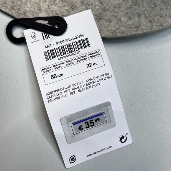 NWT Zara Wool Hat Grey Purple Trim 22” - Picture 4 of 10